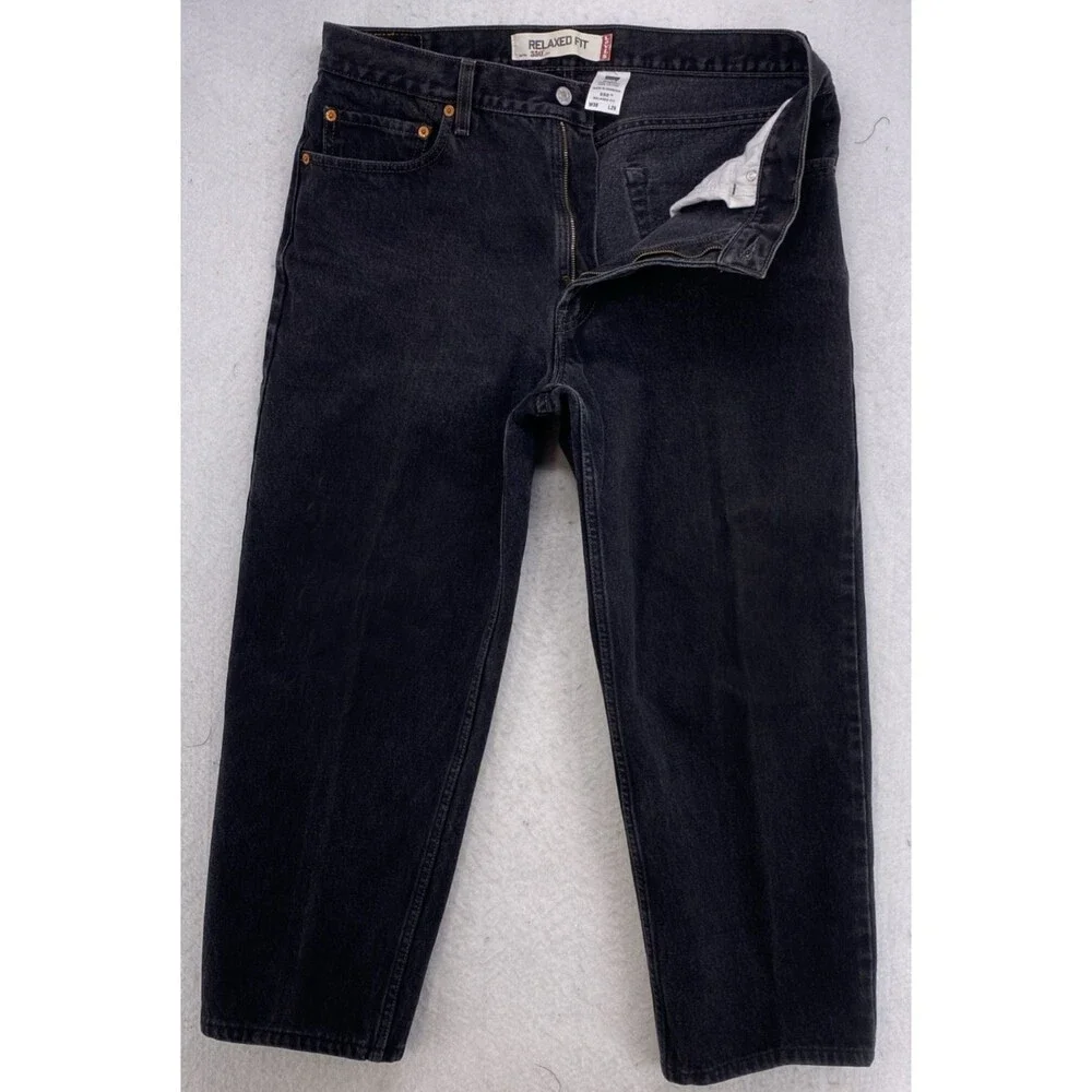 Levi's 550 Relaxed Fit Jeans Mens 36x29 Black Denim 100% Cotton 36x28 Actual